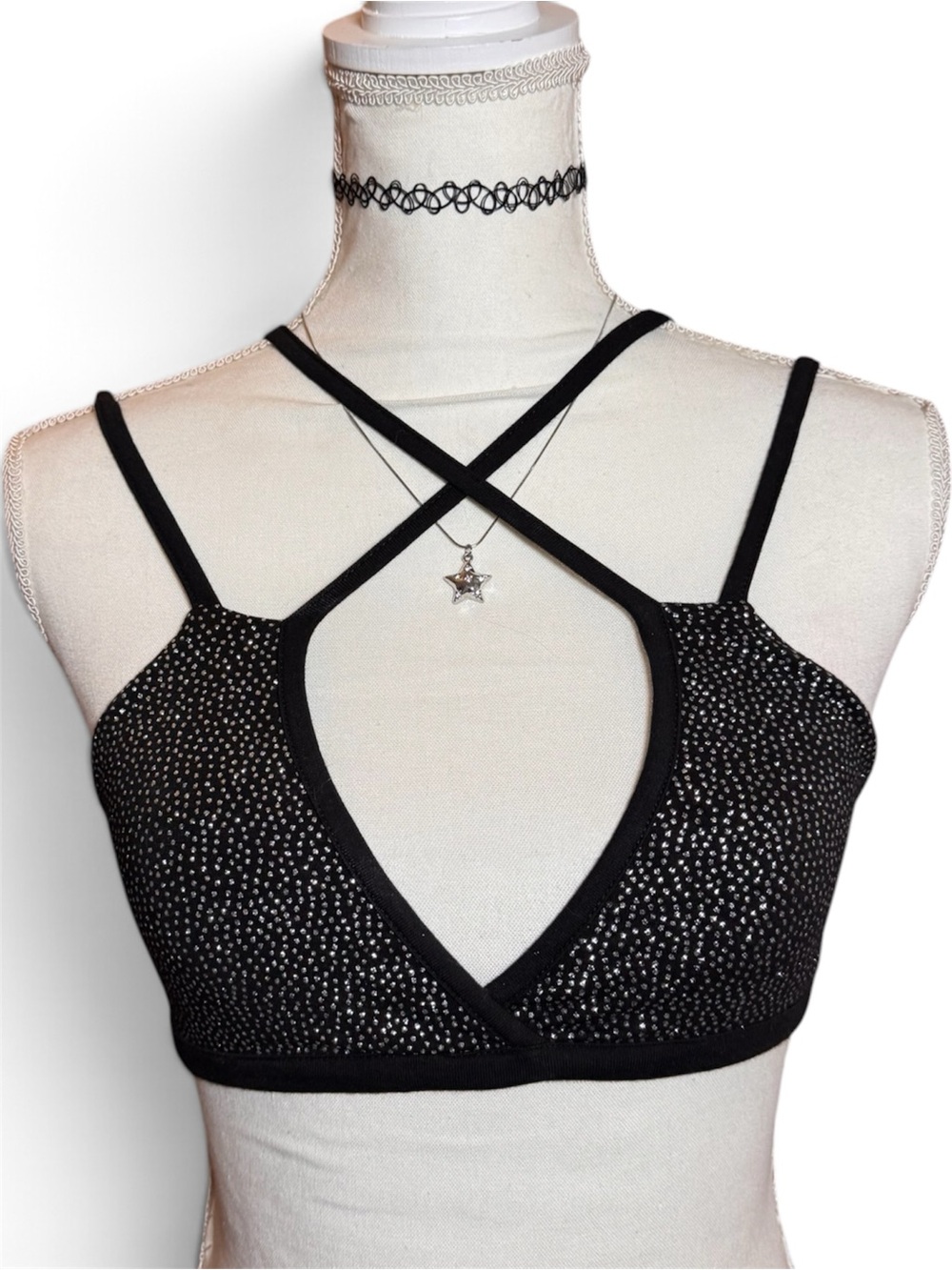 RHINESTONE RAVER TOP BRALETTE STRAPPY 🤍